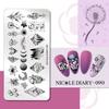 NICOLE DIARY Leopard Flower Nail Stamping Plate Image Transfer Template Geometry Leaf Stainless Steel Stencil Nail Printing Tool