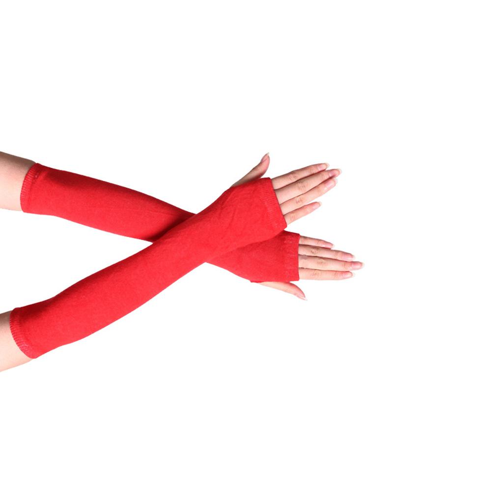 1 Pair Girl Fingerless Glove Simple Style Comfortable Knit Gloves Knitting Craft Girls Arm Covers Hand Cover for Outdoor Wearing