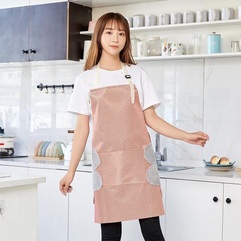 Resistant Oil Waterproof Polyester Oxford Stripeds Apron Wipe Kitchens Hand