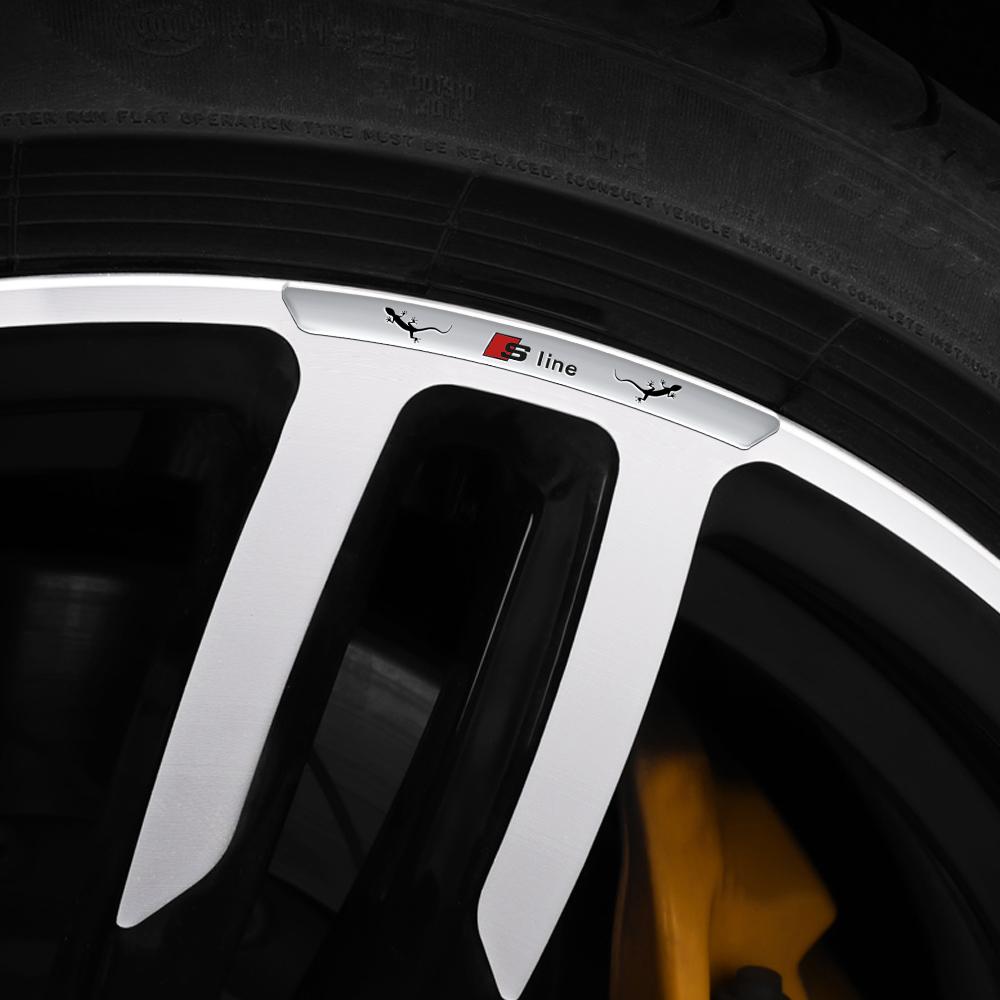 4pcs Aluminum Car Styling Wheel Rim Sticker SLINE Emblem Accessories For Audi A1 A3 8P A4 B5 B6 B8 A5 A6 C5 C6 A7 A8 Q3 Q5 Q7 TT