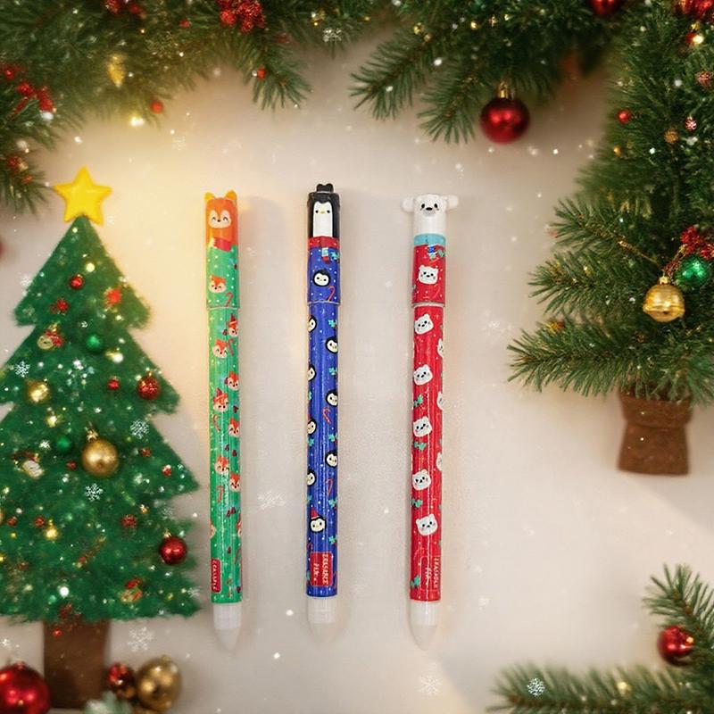 3 Pcs Cute Christmas Erasable Gel Ink Pens - Xmas Cartoon Pens For Writing, Office, School - Women, Girls, Boys