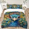 3pcs Peacock Feather Duvet Cover Set -Includes 1 Duvet Cover and 2 Pillowcases, No Quilt Core, All-Season Home Decor  Yy251111137