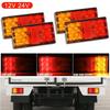 12V 24V 12 LED Rectangle Tail Lights Rear Brake Stop High Low Red Amber Signal Indicator Warning Light for Truck Trailers RV UTE