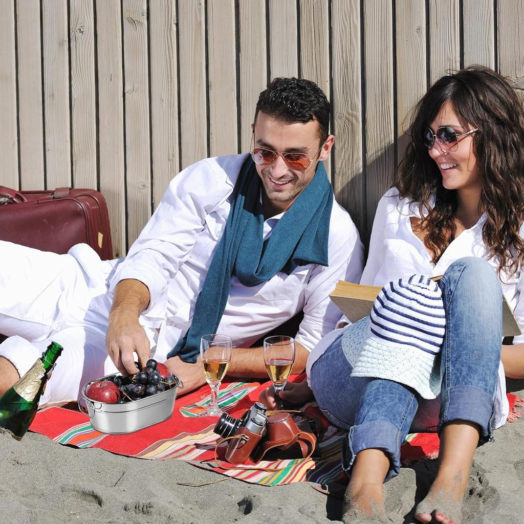 Alipis Stainless Steel Oval Ice Bucket,Beverage Tub Metal Drink Bucket Drink Chiller Buckets for Cocktail Bar Parties Outdoor (Silver), KL41506511O