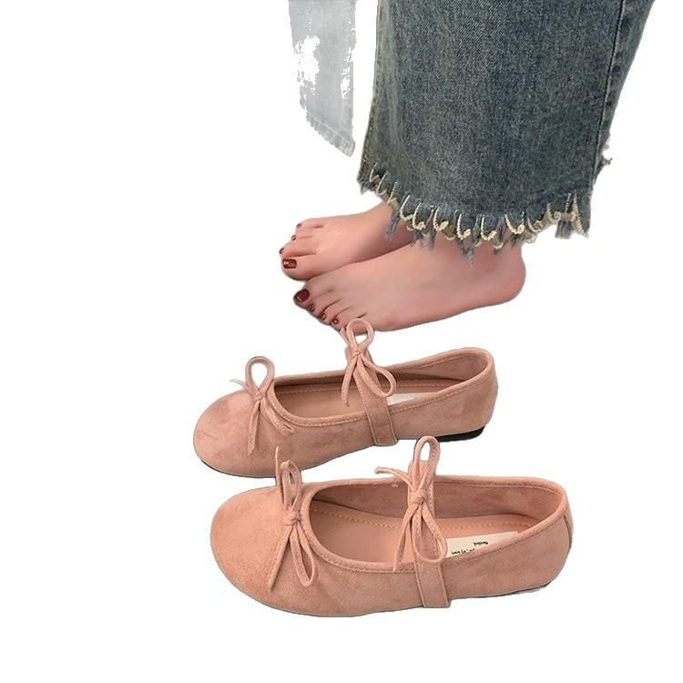 2025 early spring evening wind shoes flat shoes ballet shoes French bow Mary Jane shoes with skirt soft sole single shoes