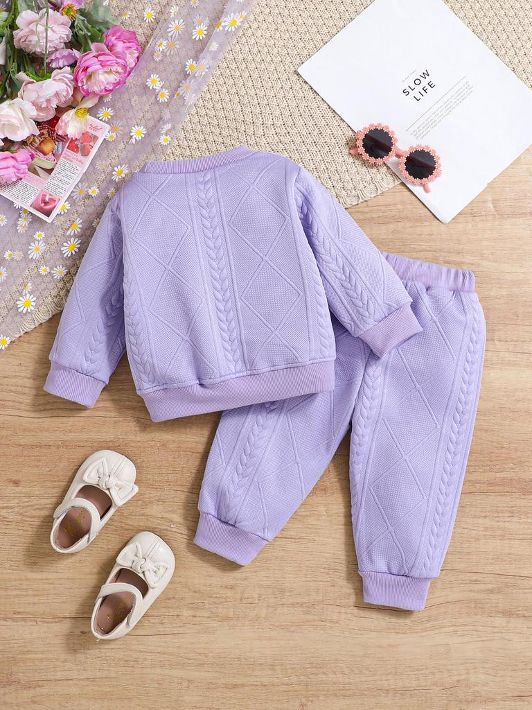 2025 Stylish Girls' Floral Autumn/Winter Sporty Sweatshirt Two-Piece Set