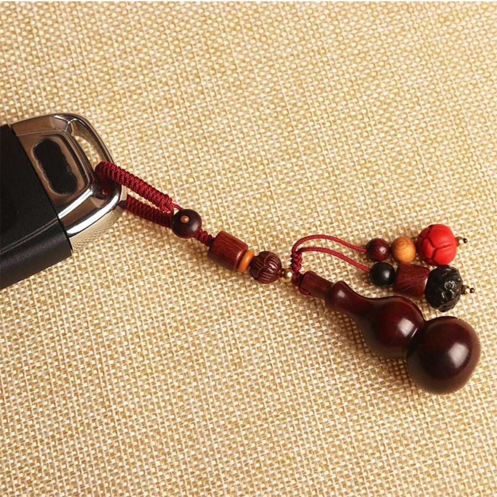 Retro Mobile Phone Pendant Polished Rosewood Car Keychain Key Chain Decoration