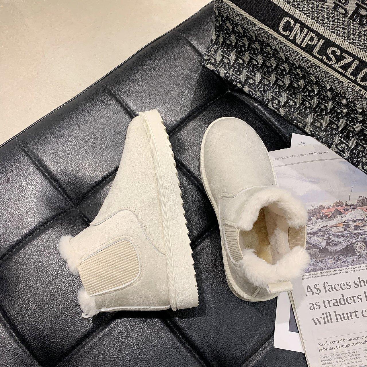 

Осенне-зимние короткие замшевые зимние сапоги для женщин Cross-Border большого размера с плоской подошвой, бархатные флисовые хлопковые сапоги 36-44 44 бежевый