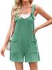 Damen Freizeit Ärmellos Taschen Gerade Locker Träger Kurzer Overall Jumpsuit
