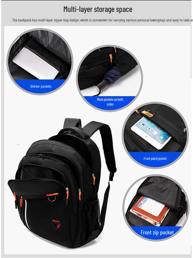 Sac à dos professionnel grande capacité pour ordinateur portable, idéal pour les voyages et l'école.