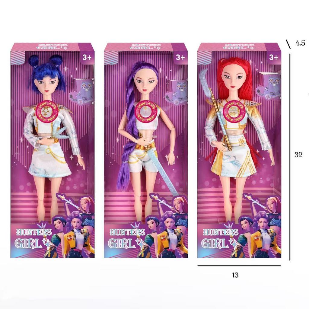 11.5-Inch Solid Body K-POP Demon Hunter Doll with 11 Joints and Weapon Accessories