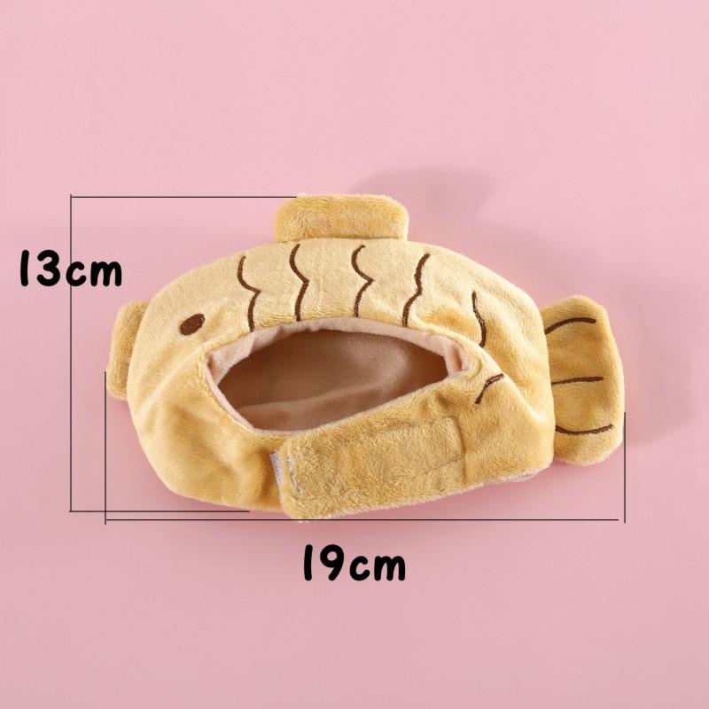 Cute Japanese Style Cartoon Food Hat Cats Dogs - Taiyaki Onigiri Burger Fries Plush Warm Headwear Pet Accessory