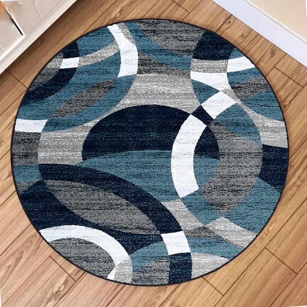 Nowoczesny Wzór Blokowy Okrągły Dywan Dywany Okrągłe do Dekoracji Salonu Sypialni Mata Antypoślizgowa Dywanik Obszarowy Pod Sofę Krzesło Dekoracja Domu