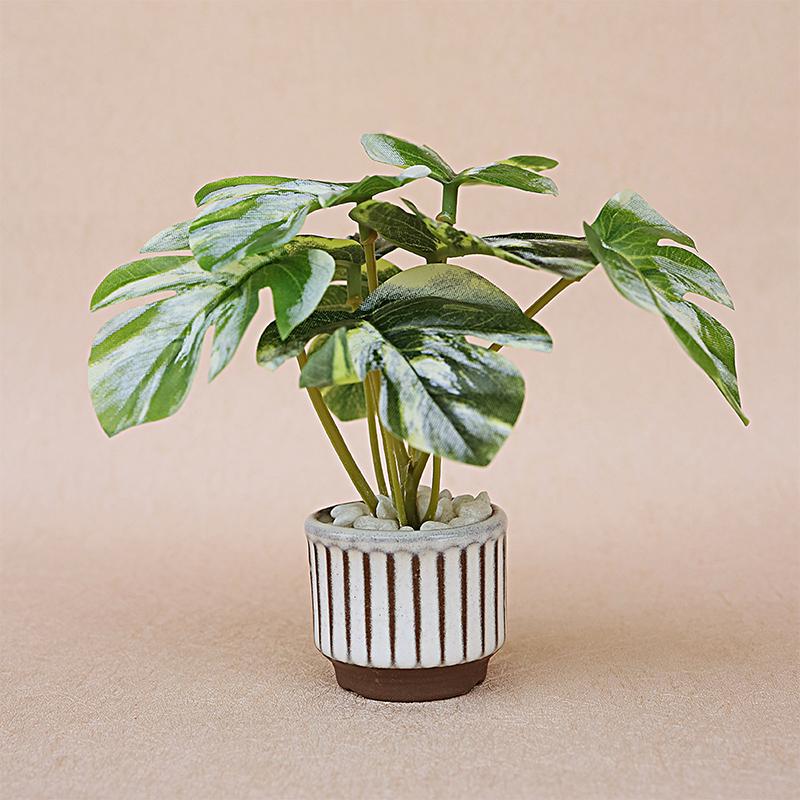 1/12 Dollhouse Mini Simulation Monstera Potted Model Dollhouse Green Plant Decoration Dolls House Living Decor Accessories