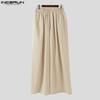 INCERUN Men Casual Loose Elastic Waist Long Wide Legs Pants Trousers