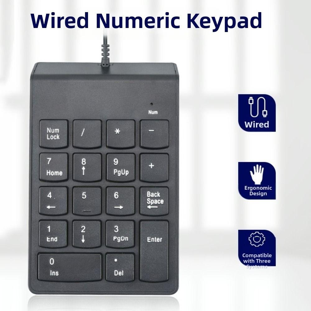 Efficient Mini Wired Numeric Keypad Ergonomic Portable USB Digital Keyboard Compact Professional Notebook Keyboard Accounting
