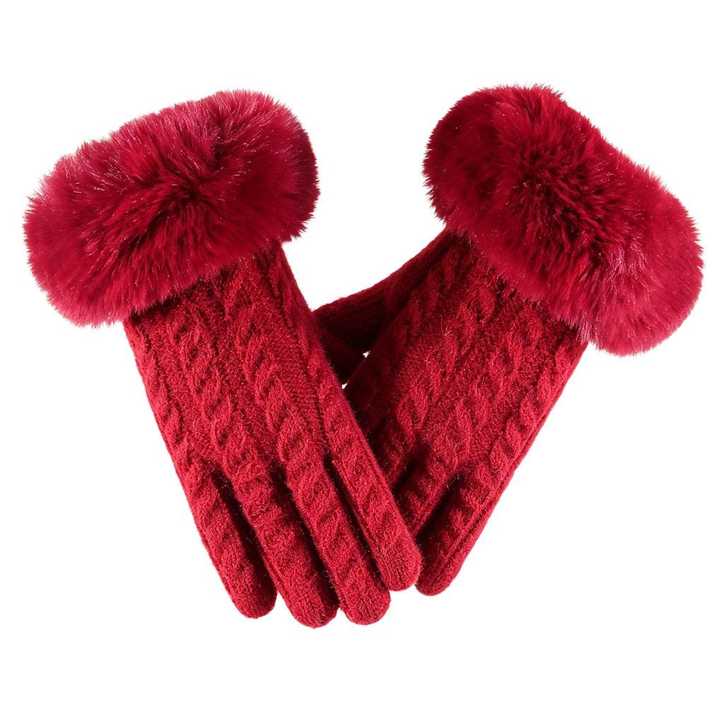 Windproof Knitted Gloves Warm Outdoor Sports Gloves Fashion Cycling Gloves  for Women