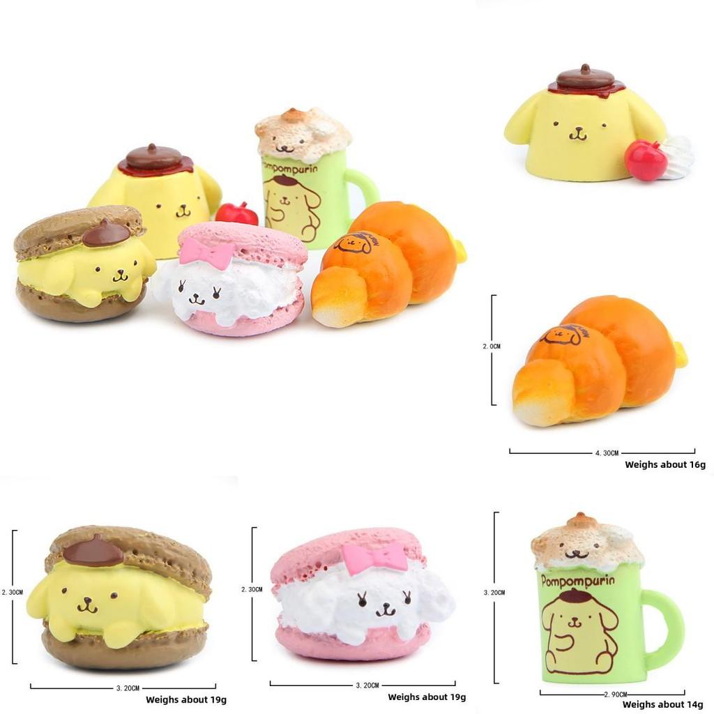 Burger Pompompurin Cartoon Bread And Cup Resin Ornaments For Party And Gifts