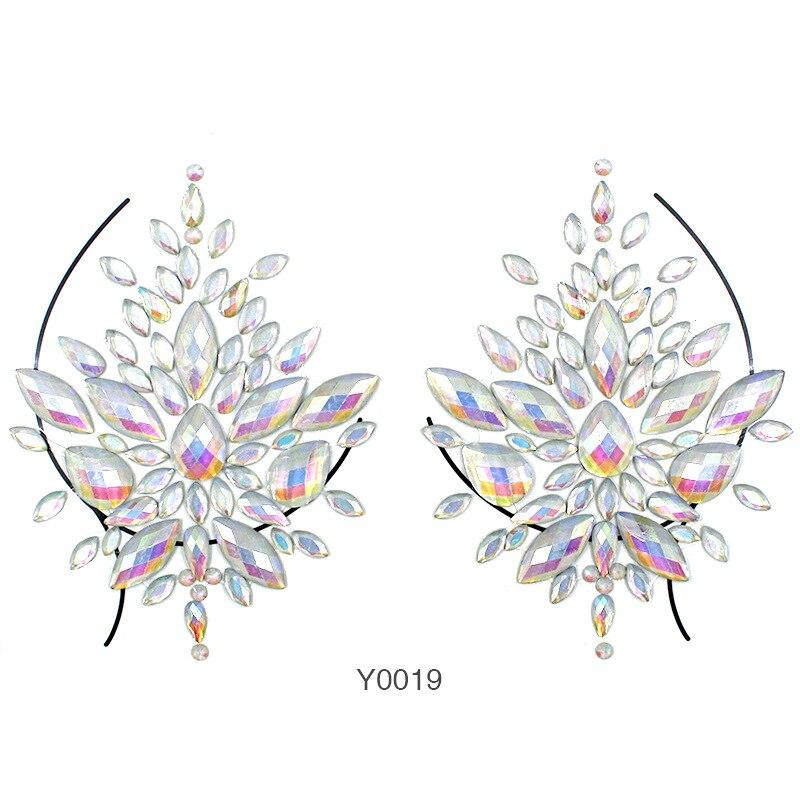 3D Crystal Chest Jewels Temporary Tattoo Sticker Rhinestone Flash Tattoos Adhesive Face Jewel Gem Body Paint Sticker for Party