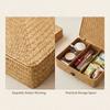 Covered Storage Box, Desktop Miscellaneous Storage Basket, Woven Rattan, Cosmetics, Snacks Storage Basket