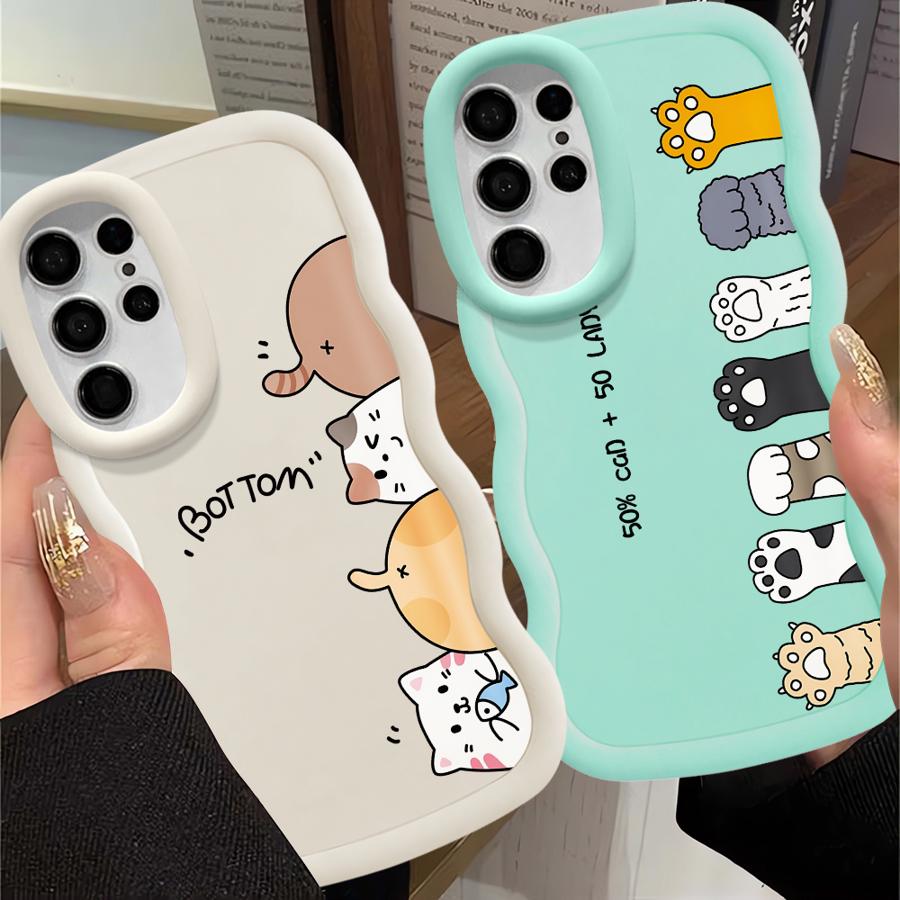 Soft Phone Cover Case for Samsung Galaxy S22 Ultra S24 S20 FE A25 S25 S21 A26 S23 Plus A55 A54 A34 A35 A24 A36 Cute Cartoon Cat