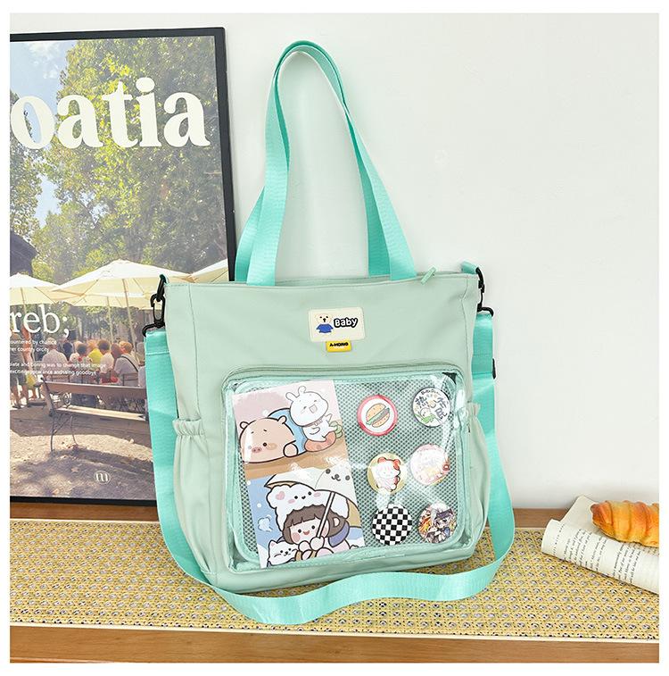 Large Capacity Handheld Book Bag Versatile High Value Shoulder Bag Cute Girl Soft Girl Messenger Bag Tutoring Bag