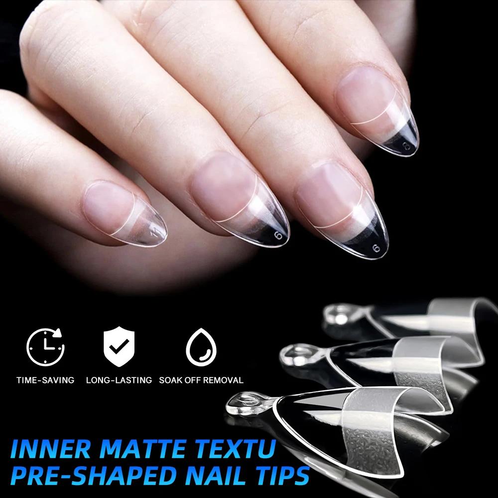 240 PCS Half Nail Tips Transparent Acrylic Half-cover Nail Tips 12 Different Sizes Pressing On Nail Stickers Nail Art Tools