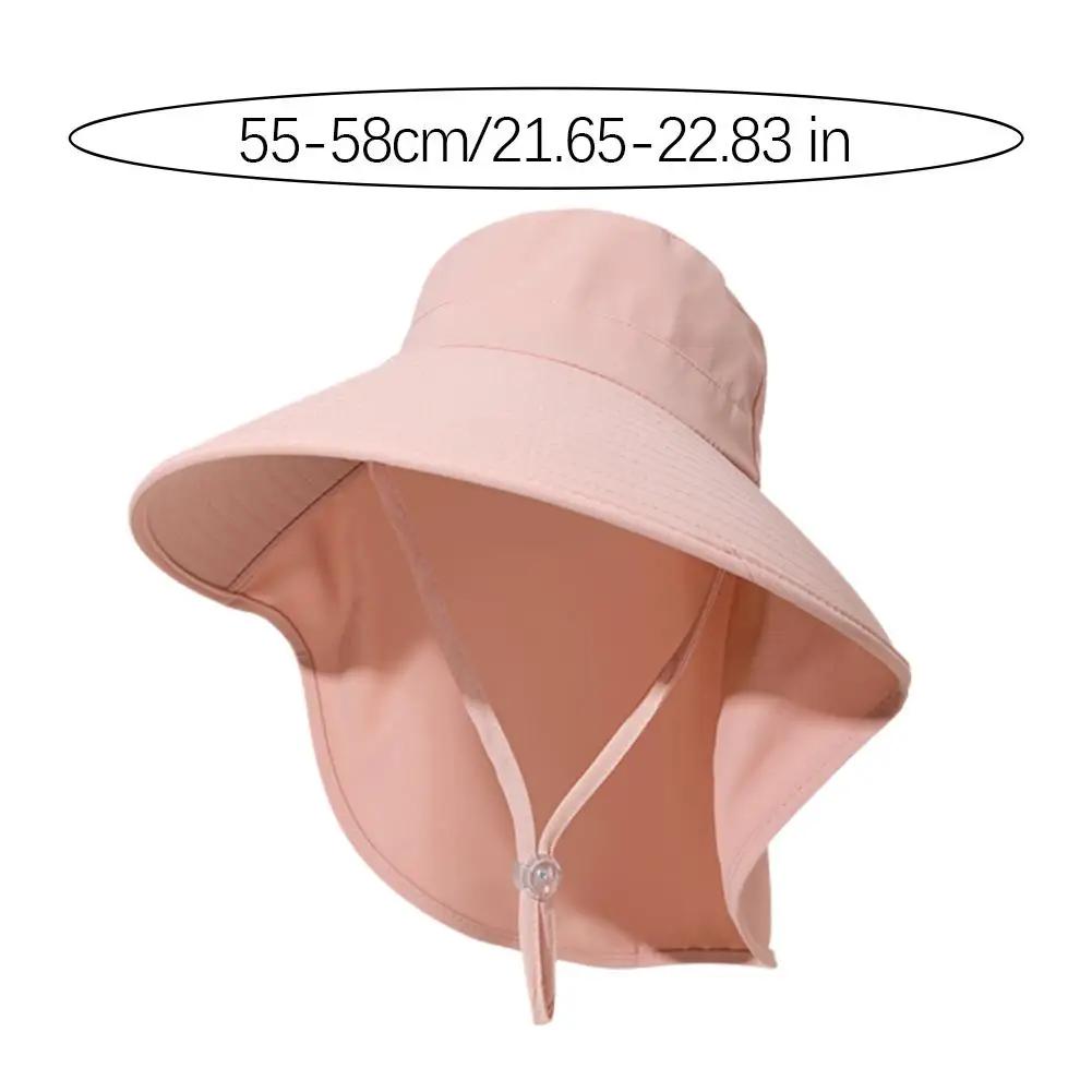 Summer Large Brim Sun Hats For Women Outdoor UV Anti Neck Protection Sun Visors Lady Fishing Hiking Shawl Sunscreen Cap