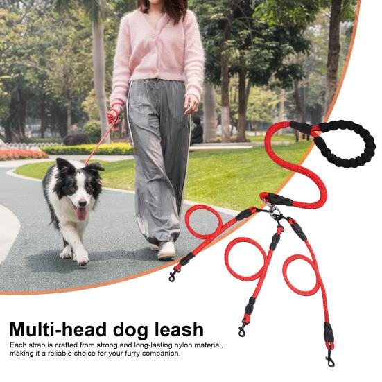 3-Way Adjustable Nylon Dog Leash Kit with Multi-Handle Wear-Resistant Rope Straps Removable 360-degree Rotation Buckle Pet Traction Rope for