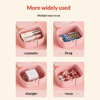 Convenient Multi Data Cable Storage Box Lipstick Makeup Organizer Desktop Neatness Portable Carry Handle Design With Stand
