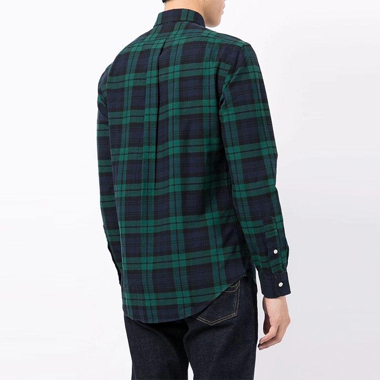 Polo Ralph Lauren Logo Embroidered Plaid Long Sleeve Shirt Men Shirts Green 710853154-004