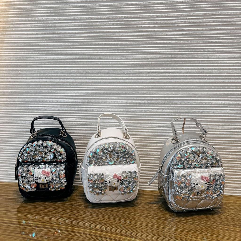 New Diamond Studded Women's Backpack, Classic and Versatile, Small Fragrance Style Diamond Grid Embroidery Thread Handmade Bag