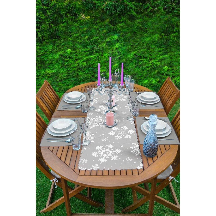 New Year Themed Snowflake Runner and Placemat Set 5 Pieces / Placemat Table Mat Dining Table Mat Coaster