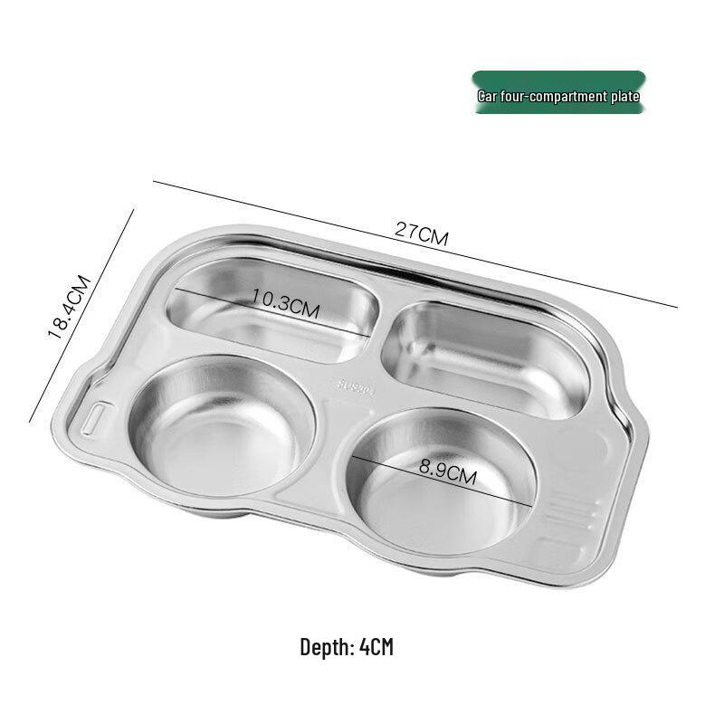 Kids' Stainless Steel Divided Cartoon Dinner Plate