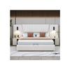 Lit rembourré - MUVOE - 180x200 cm - Beige - Dossier allongé - Lampes de lecture USB