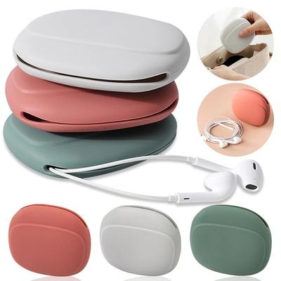 1/2pcs Silicone Earphone Data Cable Storage Box Mini Key Box Lipstick Charger and Earplug Storage Bag Green Light Gray Red