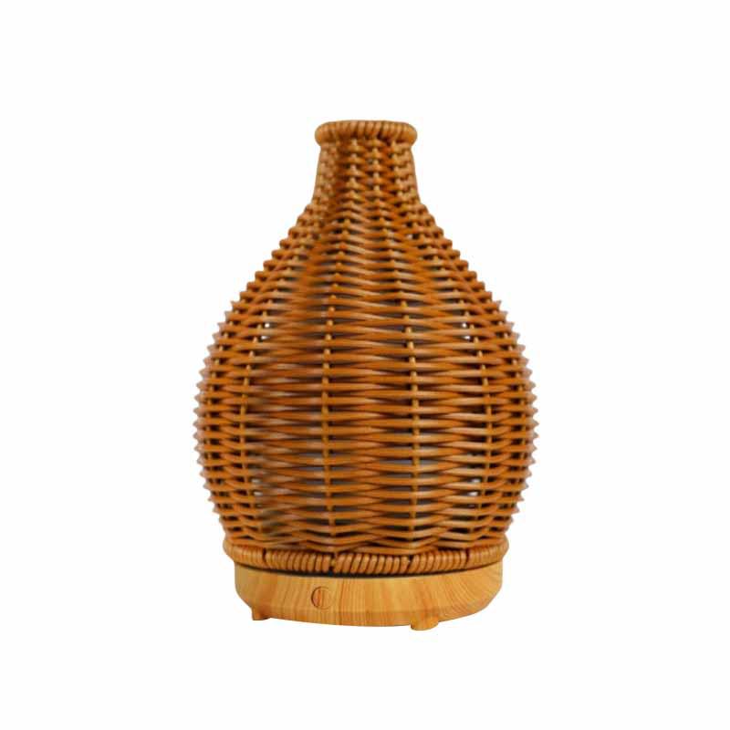 Wood Grain Rattan USB Ultrasonic Aroma Diffuser & Humidifier: Silent, Large Mist Volume
