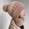 Solid Color Plush Beanie Hat Windproof Ear Protection Hat Simple Woolen Knitted Cap  Ladies