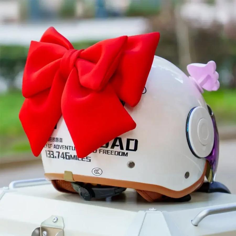 Cute Bowknot Electric Vehicle Decoration Helmet Bow Cloth Satin Ribbon Bow Helmet Decoration Motorcycle Helmet Accessories