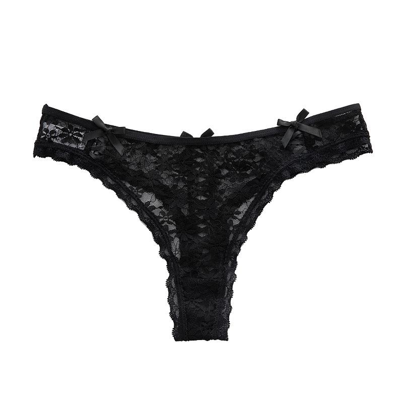 Pure & Sexy Lace Mid-Waist Thong - Seamless Thin Strap Triangle Panties for Women (80-140 Jin)
