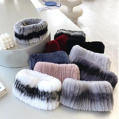 Ew inverno exterior mulheres lenço de pele de coelho rex real Natural lenços de pele grossa Rússia quente 100% pele de coelho rex real faixas de cabeça