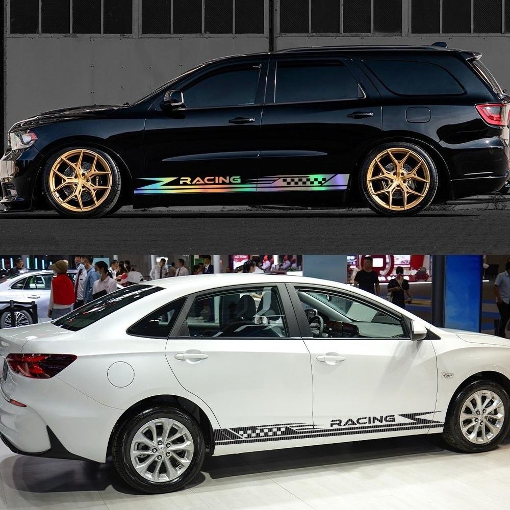 2PCS Car Door Side Stripes Stickers Racing Sport Vinyl Decals Self-adhesive Car Body Styling Decoration Stickers Accessories