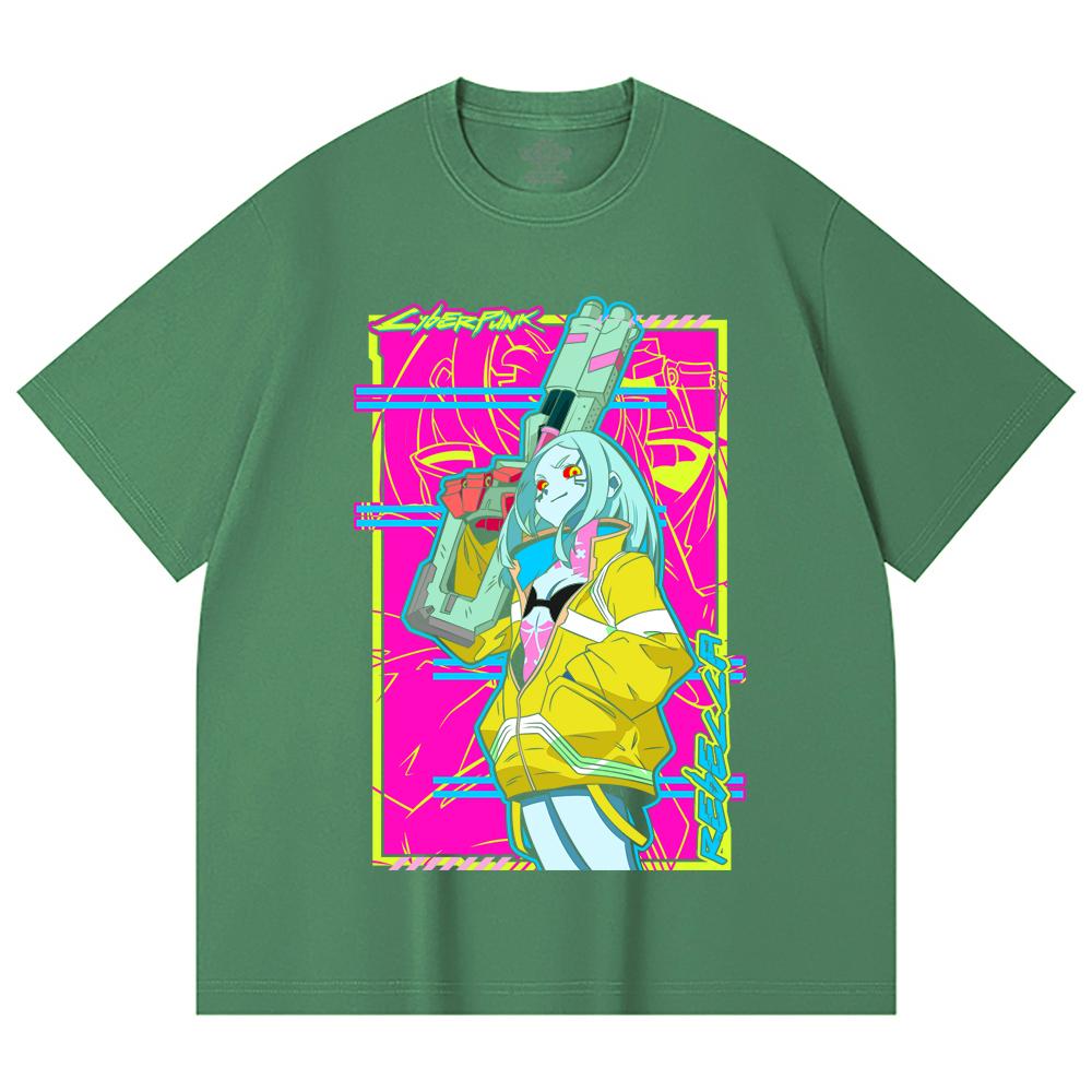 230 Gsm 100% Cotton Cyberpunk Edgerunners V6 Rebecca Print Unisex Heavy Cotton T Shirt
