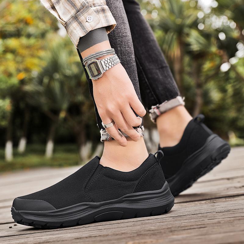 Men’s Outdoor Canvas Shoes Sneakers Driving Shoes Black Casual Plus Size  Slip On Wide Head Shoes for Farther