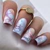24 Pieces Acrylic Press On Nail Blue 3D Texture Design False Nail Starfish Summer Nail Set Full Cover Stick On Nail