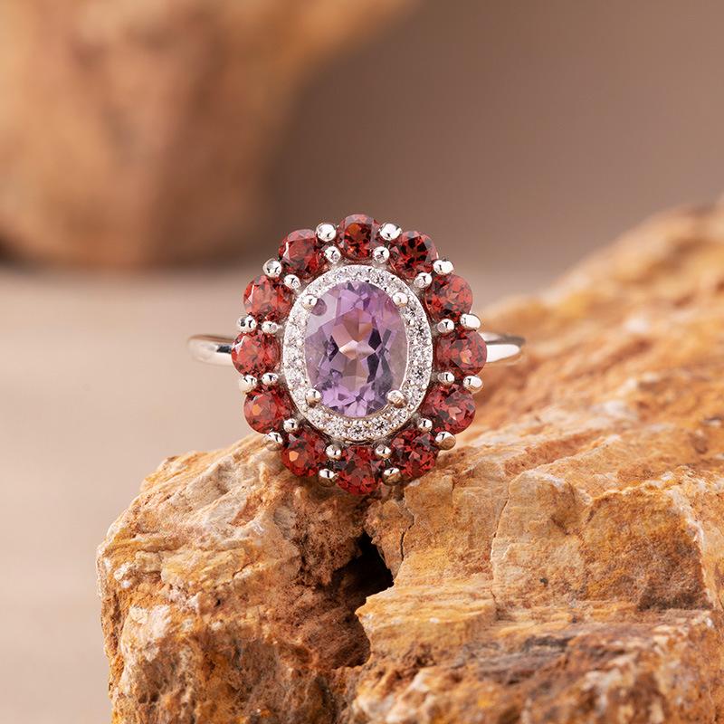 Natural Colored Jewelry Aquamarine Topaz Amethyst Citrine Stud Earrings S925 Silver Light Luxury High Sense