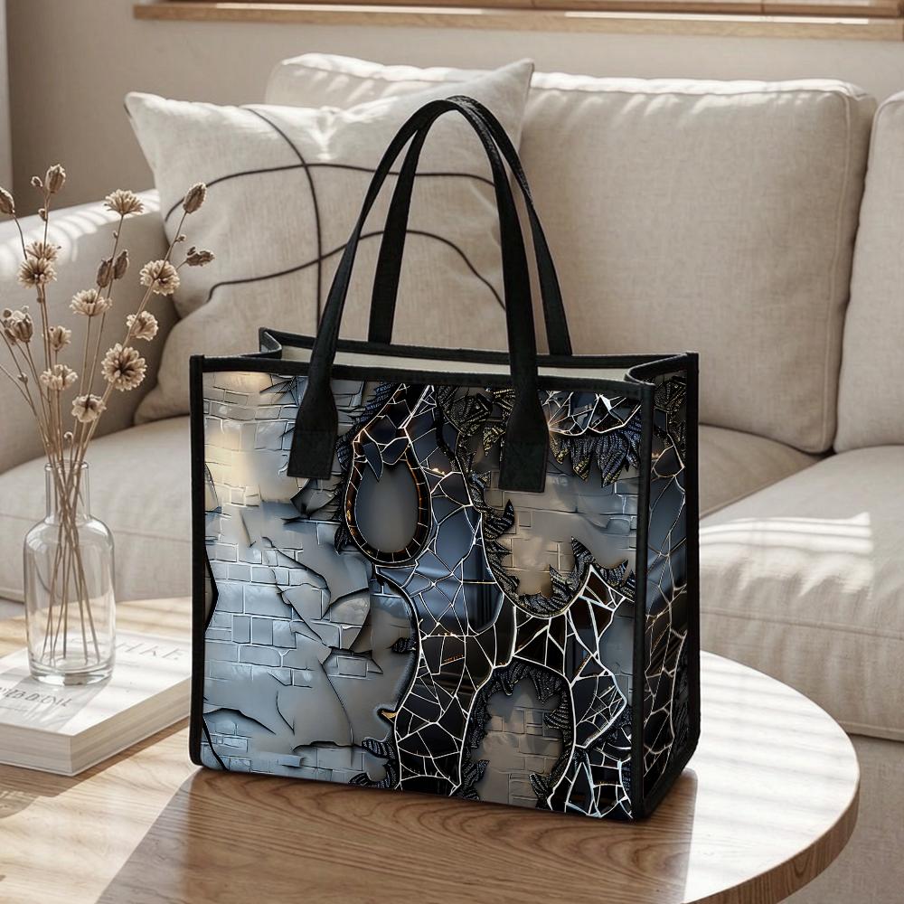 Gothic Cracked Pattern Large Tote Bag for Daily Commute Travel