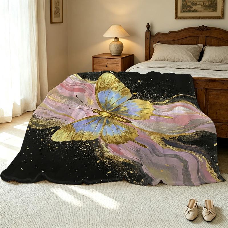 Soft Anti-Pilling Fleece Blanket, Butterfly Design Cozy Warm Throw for Home, Sofa & All Season Festive Gift for Halloween, Christmas