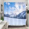 Winter Outdoor Forest Snow Shower Curtain Farmhouse Mountain Landscape Polyester Fabric Washable Shower Curtains Bathroom Decor