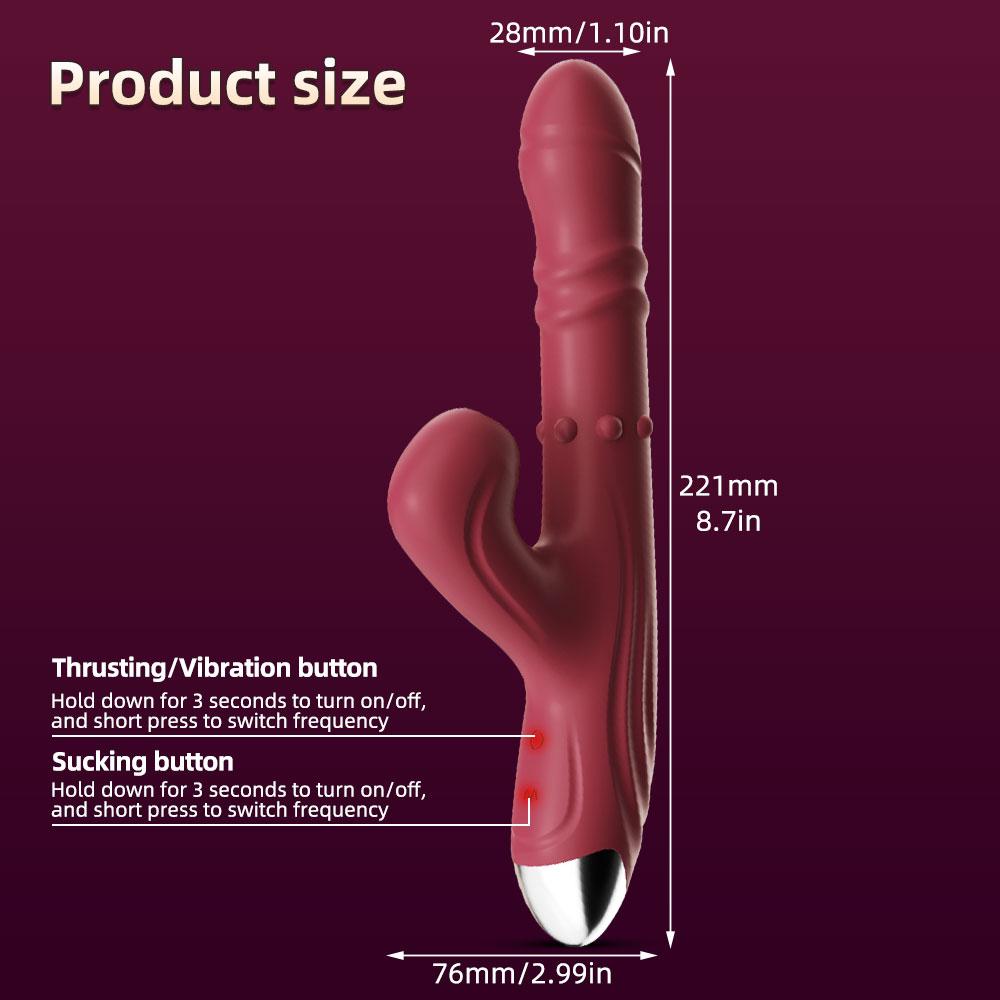 Thrusting Vibrator Dildos Adult Sex Toy for Women G Spot Vibrator with Sliding Ring Thrusting Dildo Rabbit Vibrators for Female